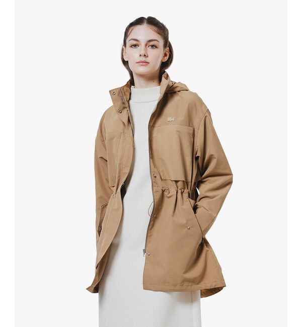 LACOSTE「撥水 ウエストドローコード ユーティリティマウンテンパーカー / フード収納可」|その他|ベージュ