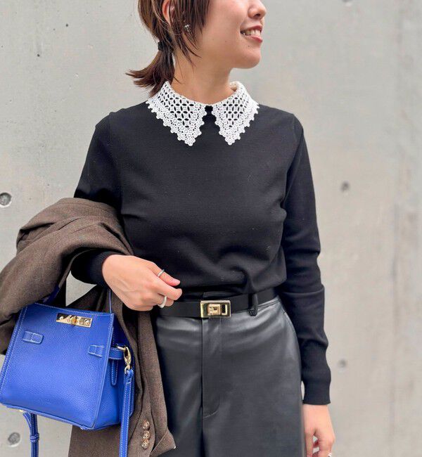 NOLLEY'S「《手洗い可能》襟レース2WAYプルオーバーニット」|ニット・セーター|