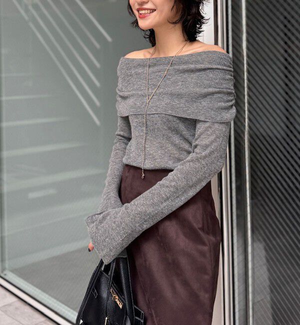 NOLLEY'S sophi「カシミヤ混ガーゼ風リブオフショルプルオーバーニット」|ニット・セーター|