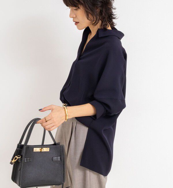 NOLLEY'S sophi「《morisachiシリーズとセットアップ対応》ウォッシャブルダブルサテンスキッパーブラウス」|シャツ・ブラウス|