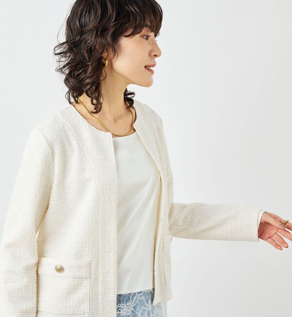 NOLLEY'S「ウォッシャブルツィーディージャージジャケット」|ノーカラージャケット|