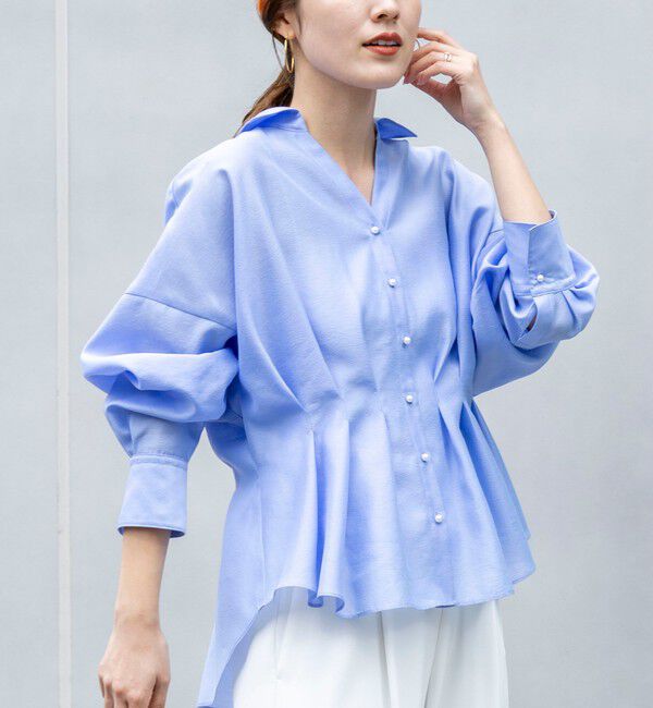 NOLLEY'S「ウォッシャブルパール釦スキッパータックブラウス」|シャツ・ブラウス|