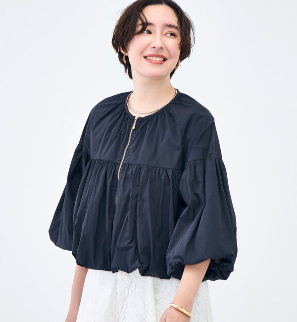 NOLLEY'S「ウォッシャブル撥水ポケッタブルボリュームブルゾン」|ブルゾン・スタジャン|ネイビー