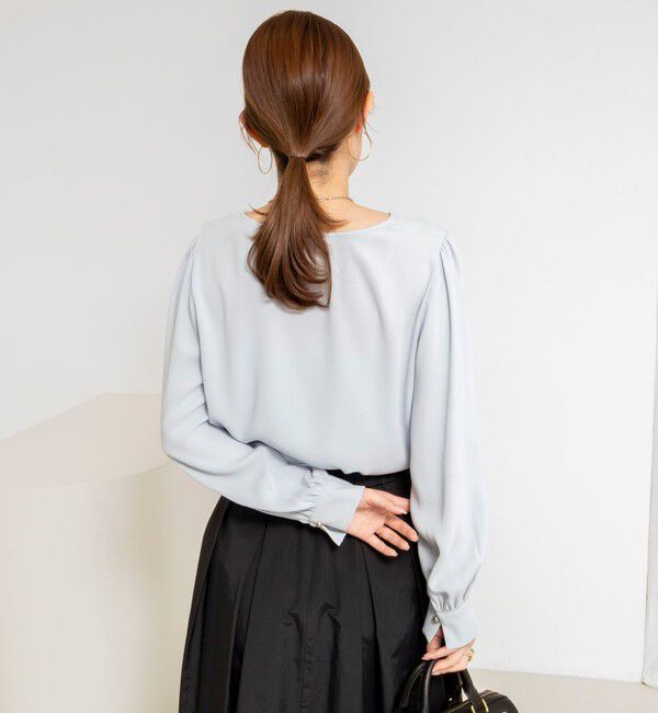 NOLLEY'S sophi「ウォッシャブルサテンアシンメトリーラッフルブラウス」|シャツ・ブラウス|