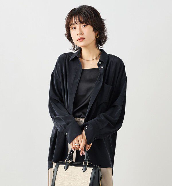 NOLLEY'S sophi「ウォッシャブルトリアセドレープシャツ」|シャツ・ブラウス|ネイビー