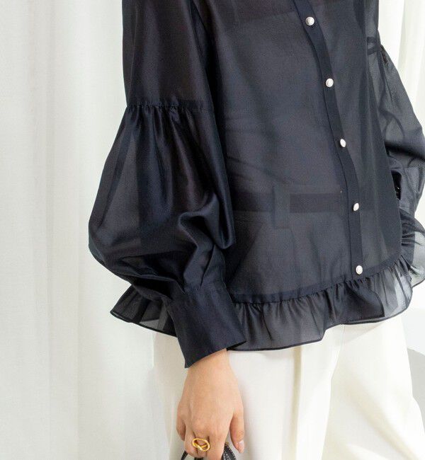 NOLLEY'S「ウォッシャブルシアー裾フリルブラウス」|シャツ・ブラウス|
