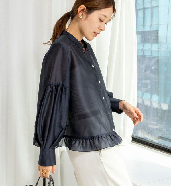 NOLLEY'S「ウォッシャブルシアー裾フリルブラウス」|シャツ・ブラウス|