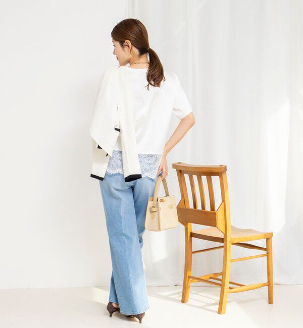 NOLLEY'S「ウォッシャブル裾レースオトナサテンＴシャツ」|シャツ・ブラウス|