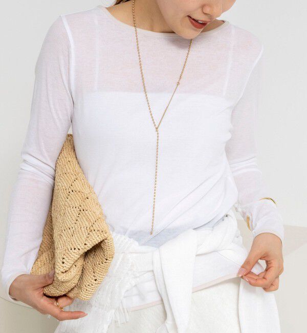 NOLLEY'S「ウォッシャブルシアー配色ロンＴ」|Tシャツ・カットソー|ホワイト