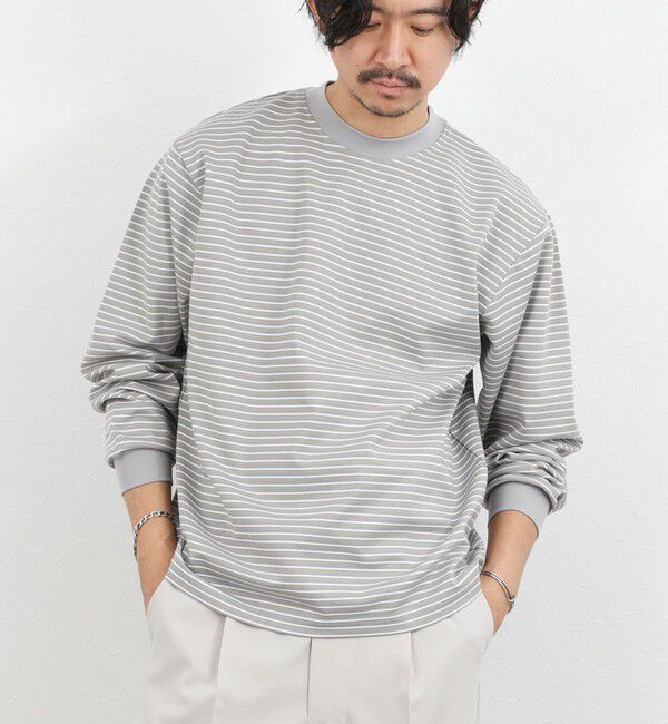 NOLLEY'S goodman「シルケットボーダーロンＴ 26SS」|Tシャツ・カットソー|グレー系その他