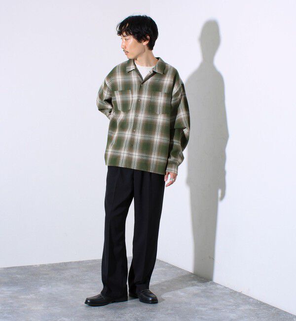 GLOSTER「【残暑にも快適なさらっとシャツ】ワッフルチェック ロングスリーブシャツ オンブレチェック」|シャツ・ブラウス|