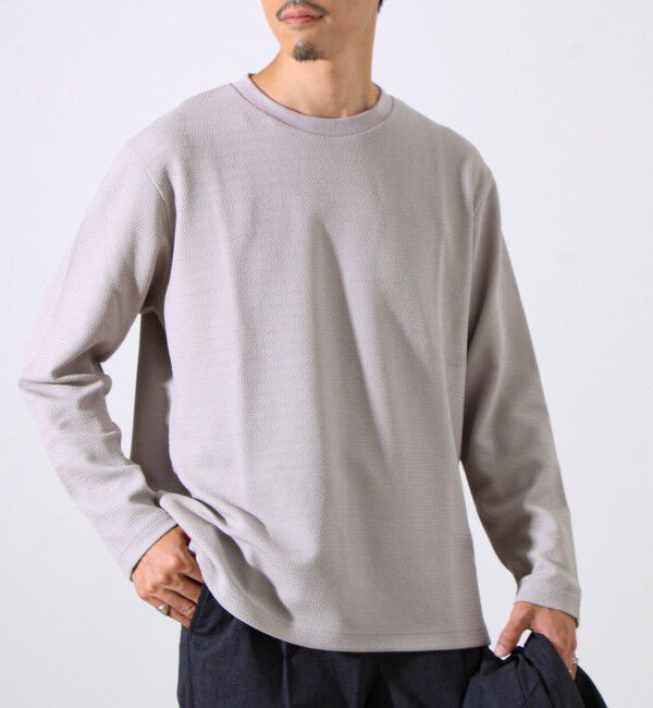 GLOSTER「【シリーズ累計人気】【ジャケットのインナーにおすすめ】ふくれジャガードロンT」|Tシャツ・カットソー|