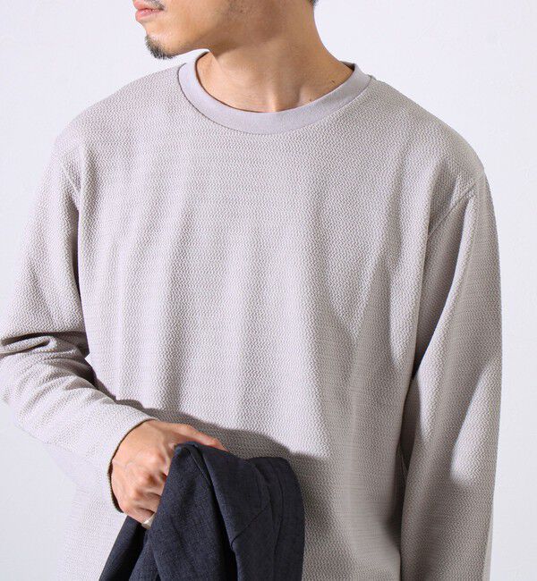 GLOSTER「【シリーズ累計人気】【ジャケットのインナーにおすすめ】ふくれジャガードロンT」|Tシャツ・カットソー|