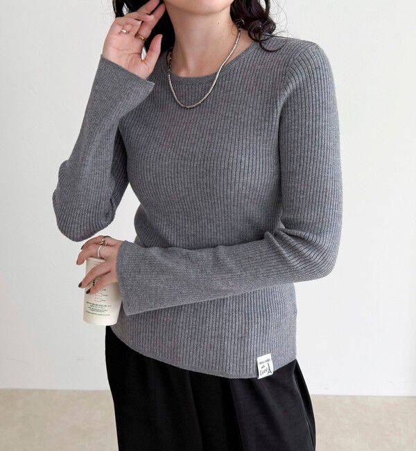 fredy emue「袖スリットリブニットプルオーバー」|ニット・セーター|グレー