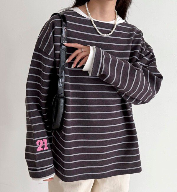 fredy emue「ニットソーボーダーBIGプルオーバー」|Tシャツ・カットソー|