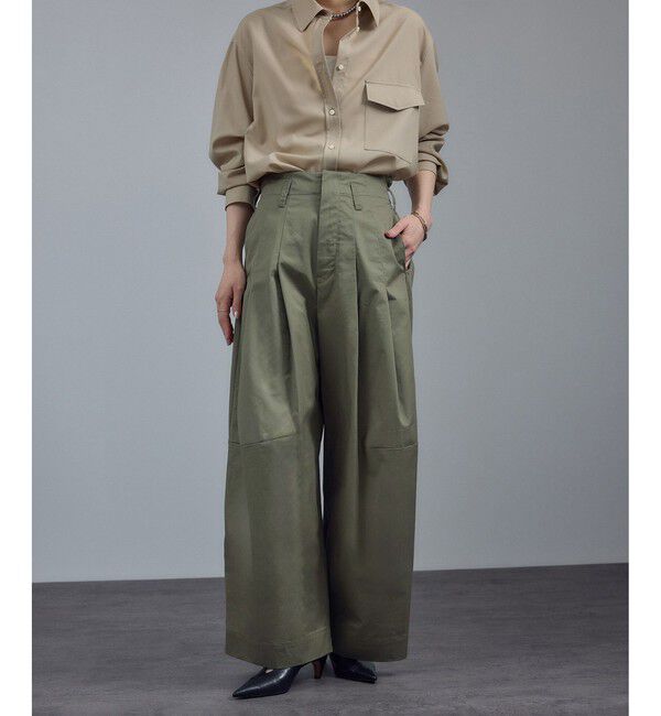 SALON adam et rope'「【WEB限定】コットンツイルワイドフォルムパンツ / 新色追加」|チノ|カーキー(36)