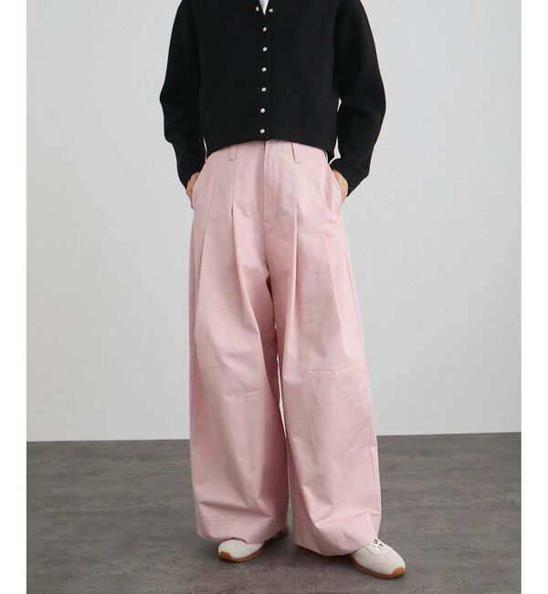 SALON adam et rope'「【WEB限定】コットンツイルワイドフォルムパンツ / 新色追加」|チノ|ピンク(63)