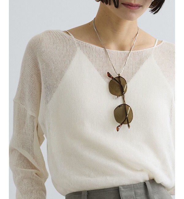 SALON adam et rope'「オーガニックリネンシアーボートネックプルオーバー」|ニット・セーター|