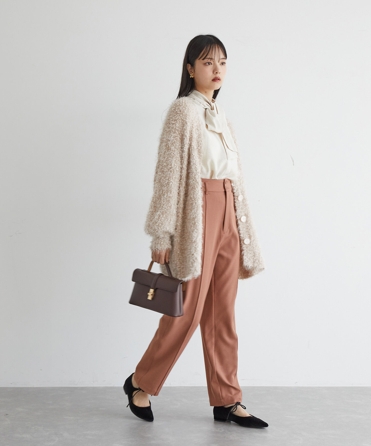 VIS「【選べる着丈】ポコポコヤーンVネックカーディガン」|カーディガン|