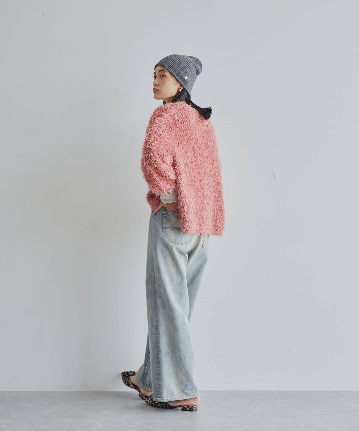 VIS「【選べる着丈】ポコポコヤーンVネックカーディガン」|カーディガン|