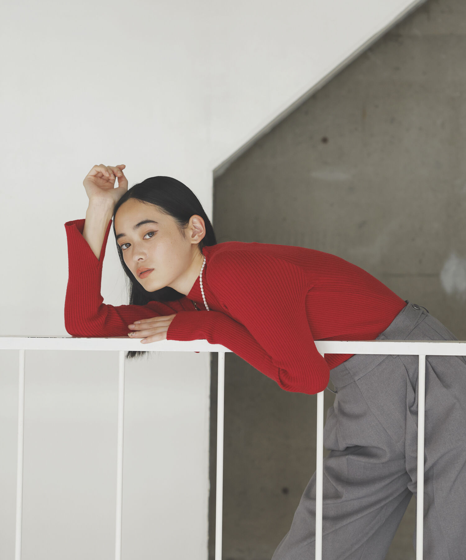 VIS「【新色追加】リブニットプチハイネックプルオーバー【低身長向けサイズ有】」|ニット・セーター|