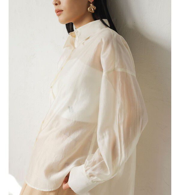 VIS「【洗える】アソートシアーシャツ(フラワー刺繍&無地）」|シャツ・ブラウス|