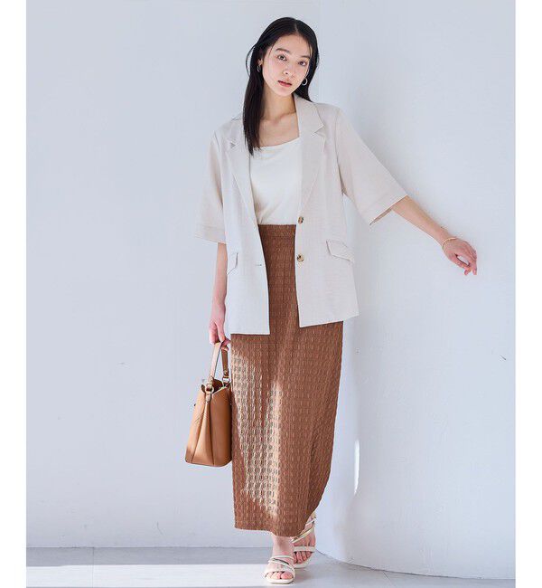 VIS「【美easy】ハーフスリーブジャケット/セットアップ対応・洗える」|テーラードジャケット|