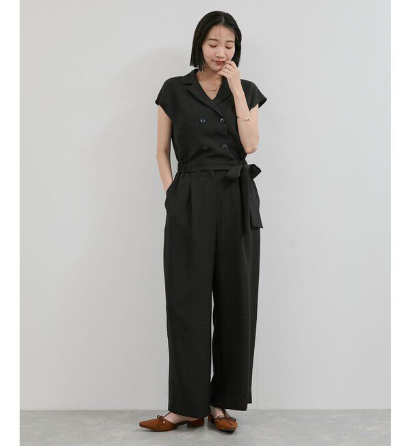 VIS「エアタン加工リラックスロンパース」|オールインワン|