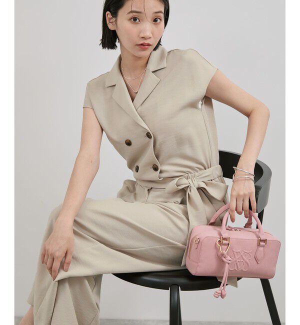 VIS「エアタン加工リラックスロンパース」|オールインワン|ベージュ系(28)