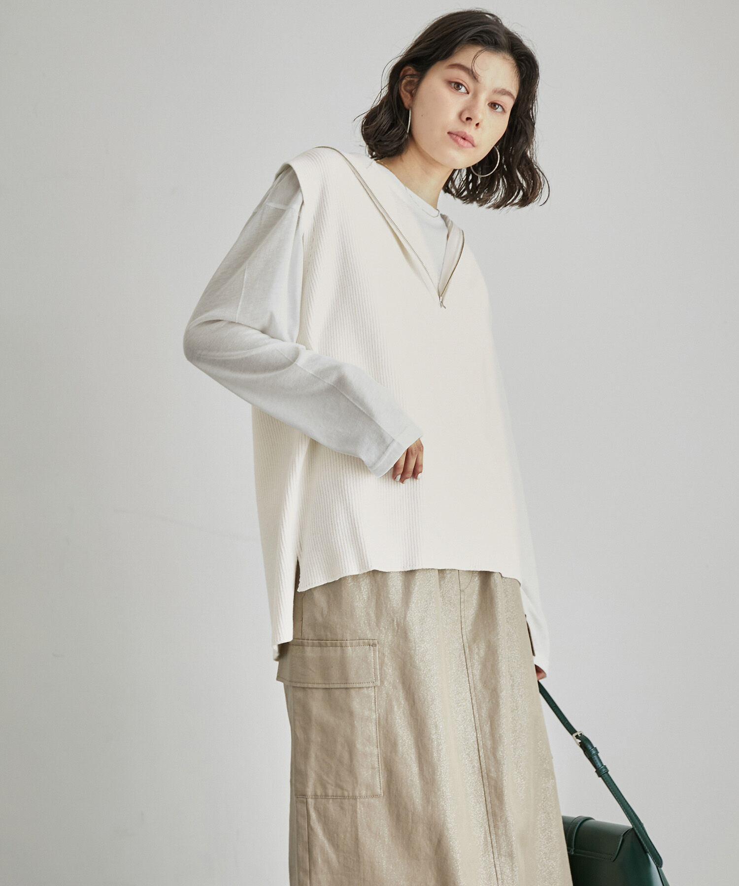 ROPE' PICNIC R「ハーフジップノースリーブニット」|ニット・セーター|