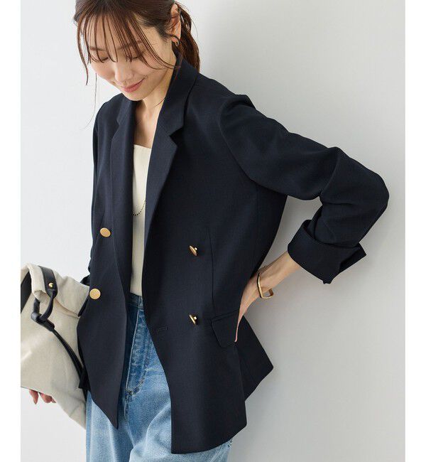 Rope&rsquo;Picnic「カナパ 金ボタンジャケット/セットアップ対応・UV・抗菌防臭・接触冷感」|テーラードジャケット|