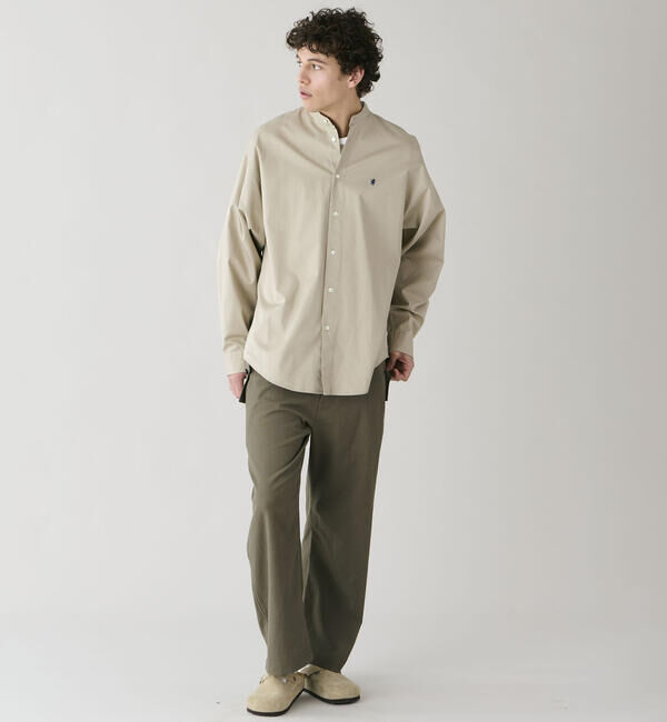 GYMPHLEX「Gymphlex | バンドカラー長袖シャツ SOLID MEN」|シャツ・ブラウス|