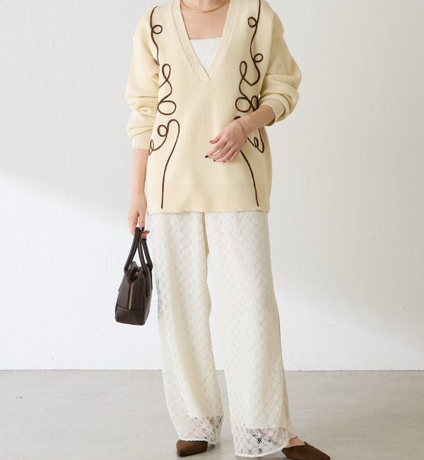  「レースワイドパンツ」|チノ|