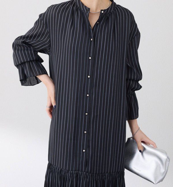  「袖シアーツイルストライプワンピース」|ワンピース|