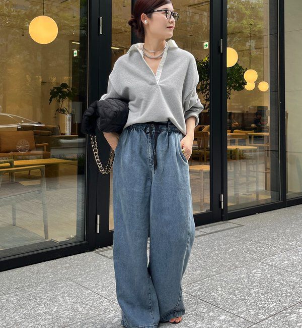  「【インフルエンサー OKOCHI企画】シャツ襟ラガースウェットトップス」|Tシャツ・カットソー|