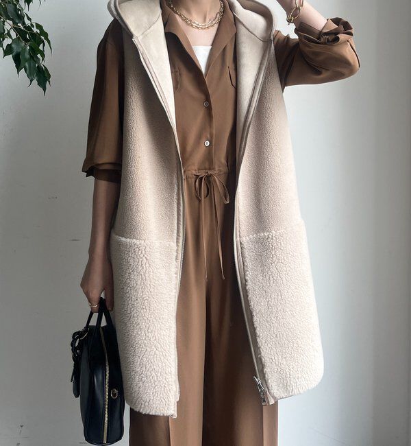  「ボア切替フーディージレ」|ベスト・ジレ|