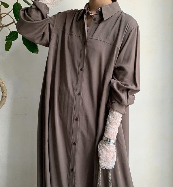  「リヨセルツイルロングシャツワンピース」|ワンピース|