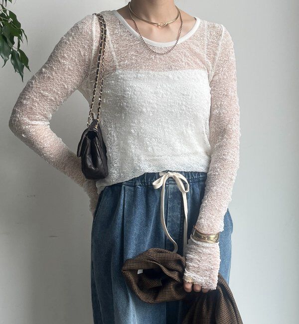  「レースロングスリーブトップス」|Tシャツ・カットソー|