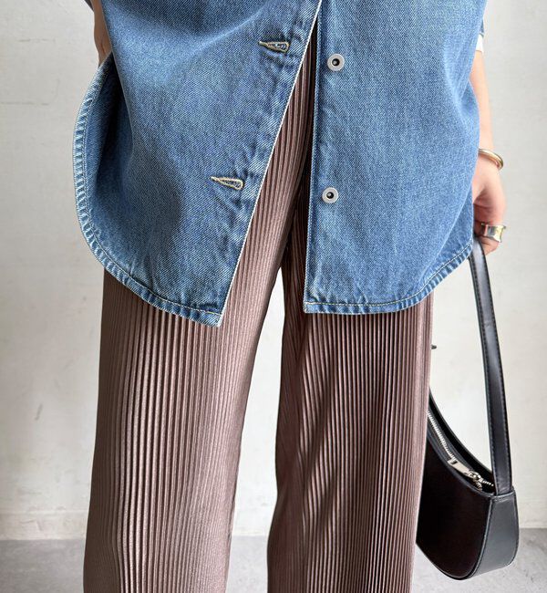  「【WEB限定】アコーディオン楊柳イージーパンツ」|チノ|