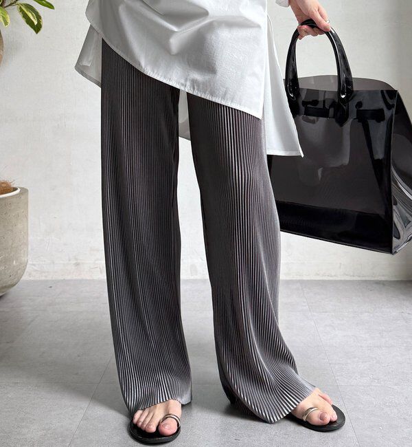  「【WEB限定】アコーディオン楊柳イージーパンツ」|チノ|