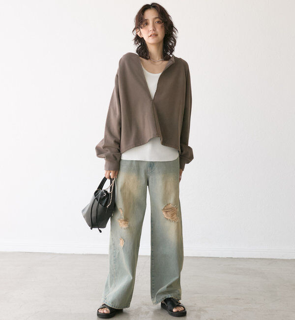  「【大人が着やすい】キーネックオーバースウェット」|Tシャツ・カットソー|