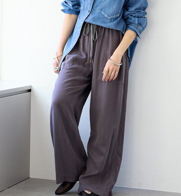  「【セットアップ可能】ガーメントダイワイドパンツ」|チノ|チャコールグレー