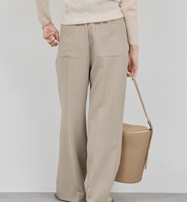  「【シワになりにくい】ジャージータックワイドパンツ」|チノ|