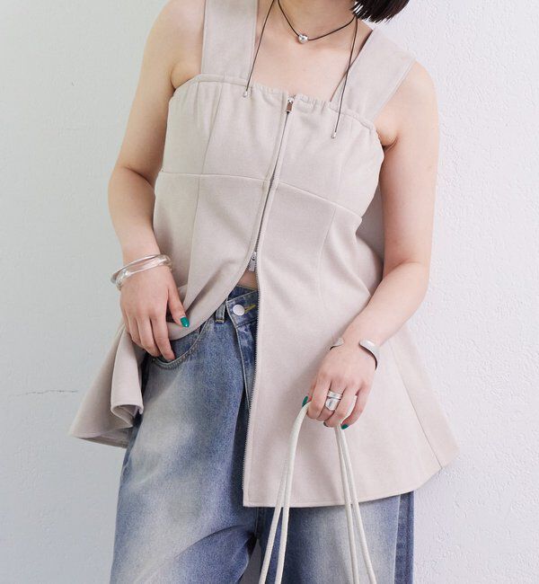  「フェイクスウェードペプラムビスチェ」|シャツ・ブラウス|