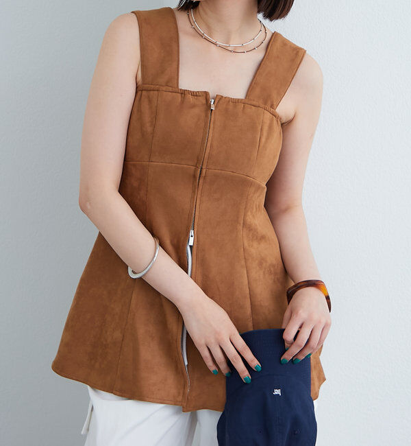  「フェイクスウェードペプラムビスチェ」|シャツ・ブラウス|