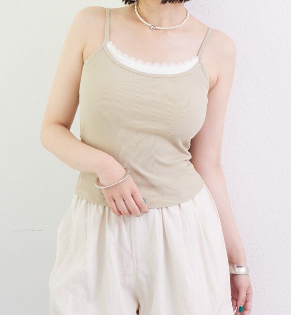  「パット付きレイヤードキャミソール」|キャミソール|ベージュ