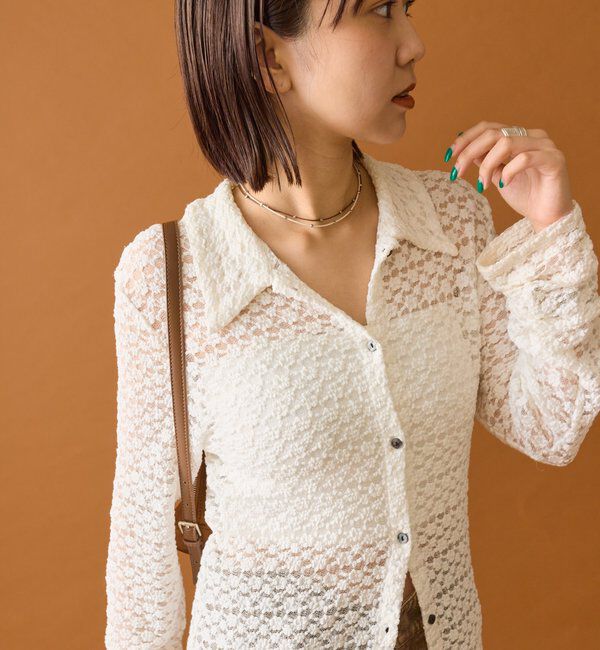  「襟付きレースカーディガン」|カーディガン|