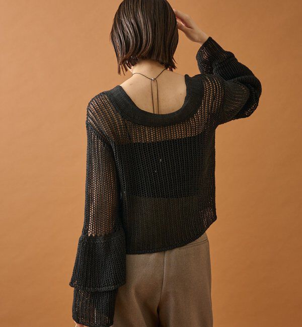  「フリルスリーブメッシュカーデ」|カーディガン|