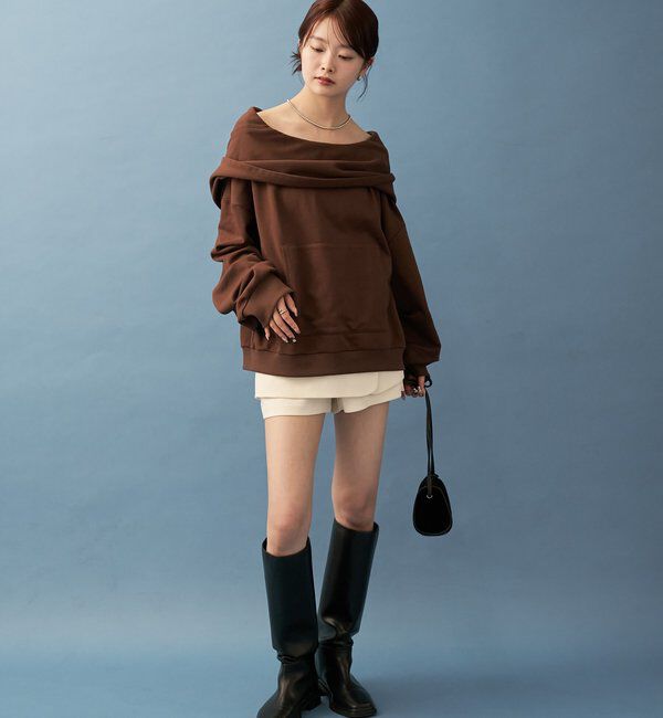  「フーディーオフショルスウェット」|パーカー|