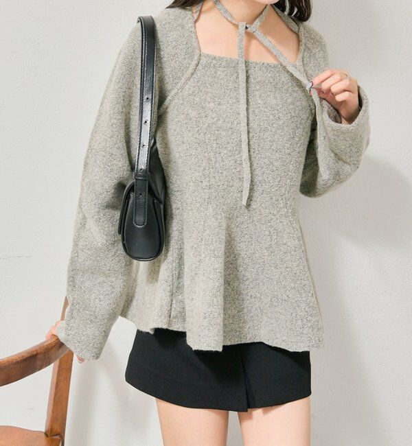  「スクエアネックペプラムニット」|ニット・セーター|